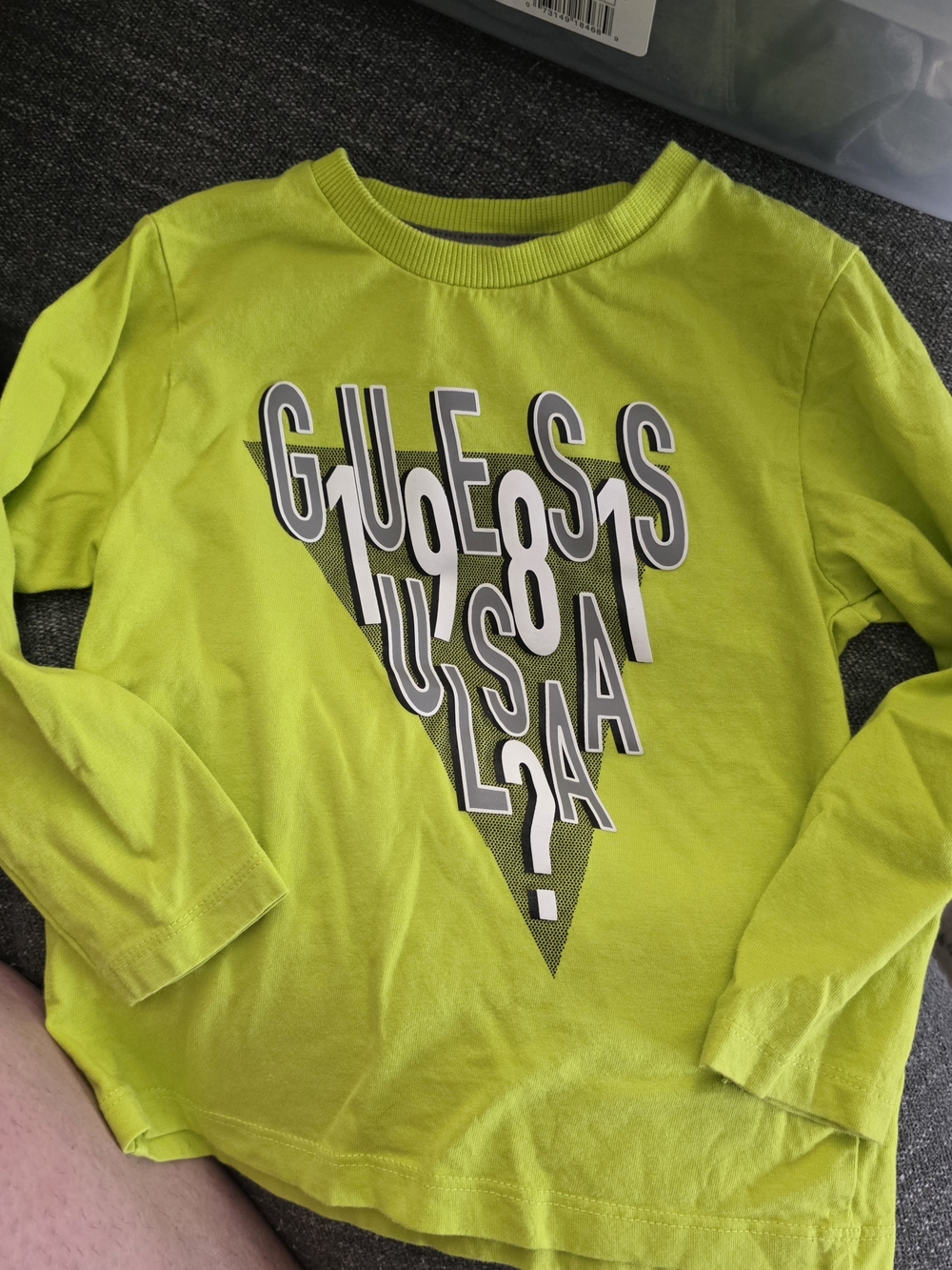 Guess Kids Neon Lime Green Long-Sleeve Logo Tee